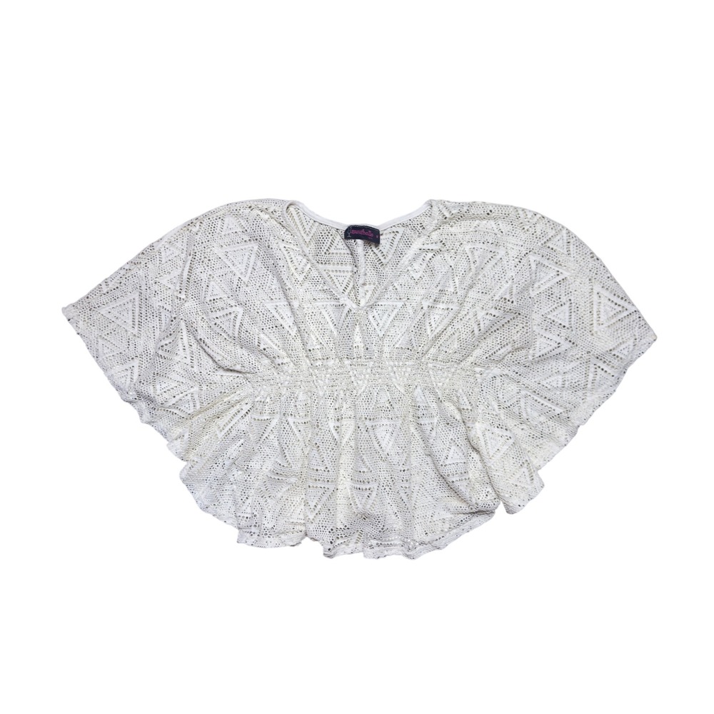 Annabelle White Crochet Lace Peplum Top V-Neck Butterfly Sleeve